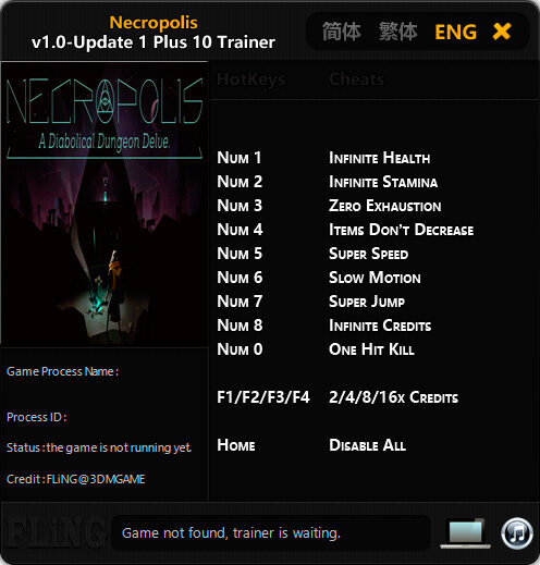 Necropolis: A Diabolical Dungeon Delve — трейнер для версии u1 (+10) FLiNG