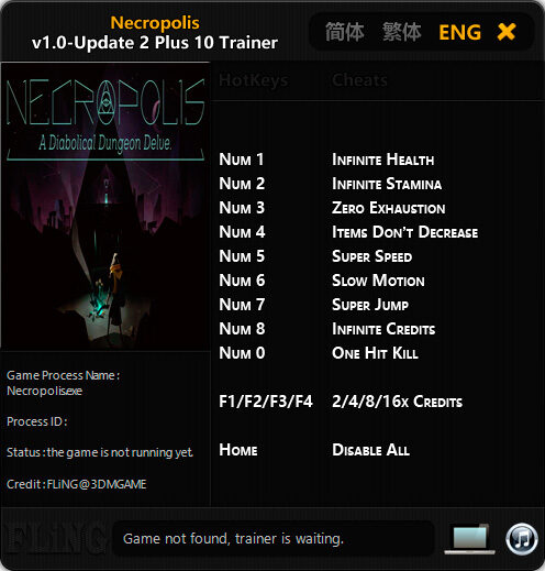 Necropolis: A Diabolical Dungeon Delve — трейнер для версии u2 (+10) FLiNG