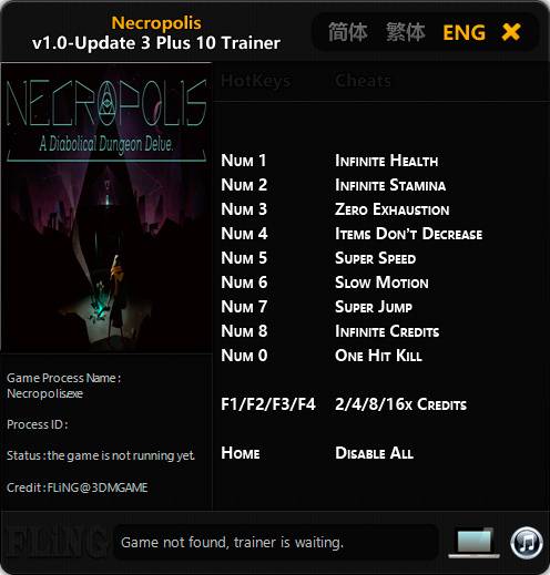 Necropolis: A Diabolical Dungeon Delve — трейнер для версии u3 (+10) FLiNG