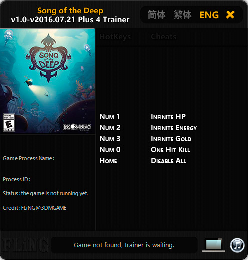 Song of the Deep — трейнер для версии от 21.07.2016 (+4) FLiNG