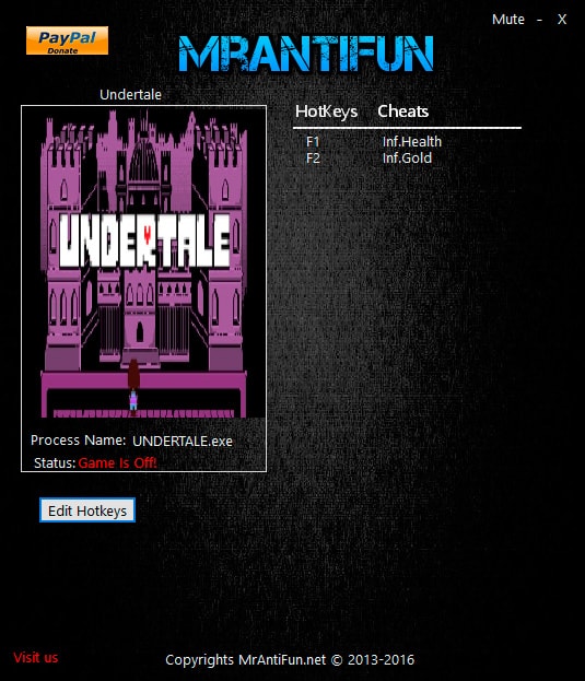 Undertale — трейнер для версии от 29.01.2016 (+2) MrAntiFun