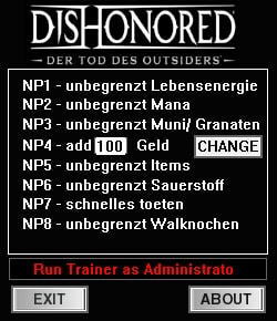 Dishonored: Death of the Outsider — трейнер для версии 1.142 (+8) dR.oLLe