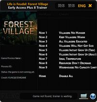 Life is Feudal: Forest Village — трейнер для версии 0.9.6005 (+8) FLiNG [Ранний доступ]